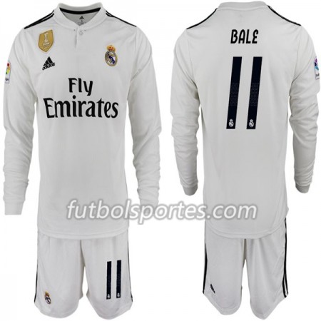 Camisetas Real Madrid BALE 11 Niño Primera Equipacion 2018/2019 Manga Larga